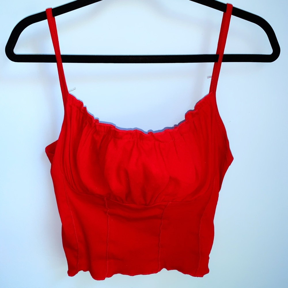 Lettuce-Frill Cropped Corset Cami Top